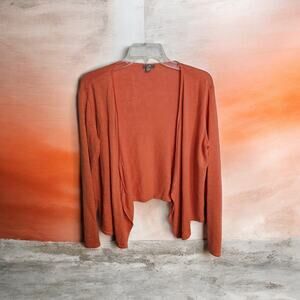 J Jill Linen Blend Cardigan Sweater Open Front Coral Orange Long Size Small 4-6